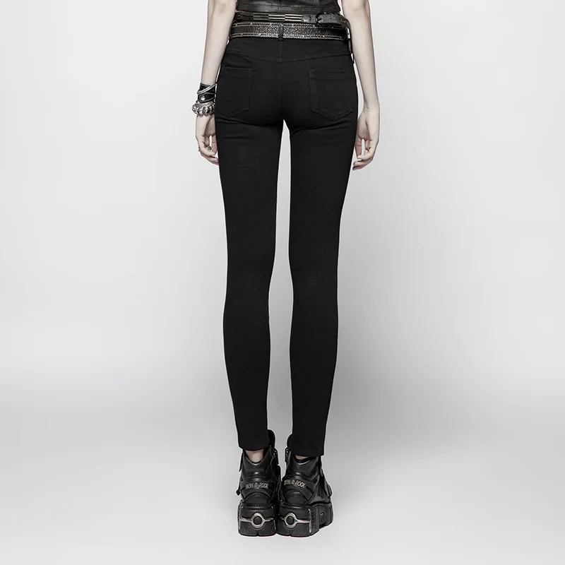 Панк рейв Новый Рок Стиль выдалбливают черные брюки Готический Темный стрейч