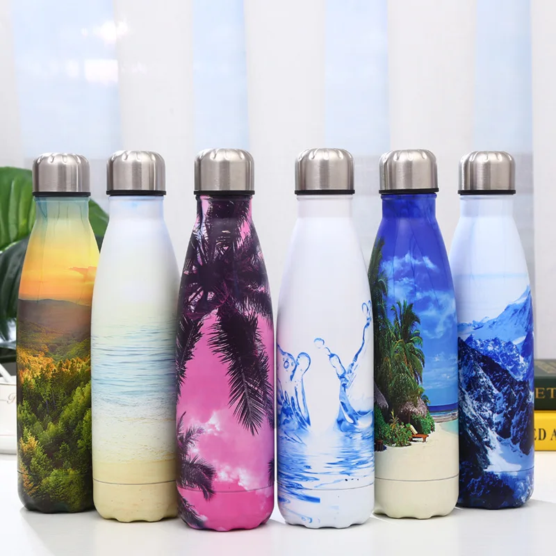 

Creative Floral Water Bottle BPA free Stainless Steel 500ML Thermos Bottle Travel Sport Insulated Keep Hot Cold Drink Bottle