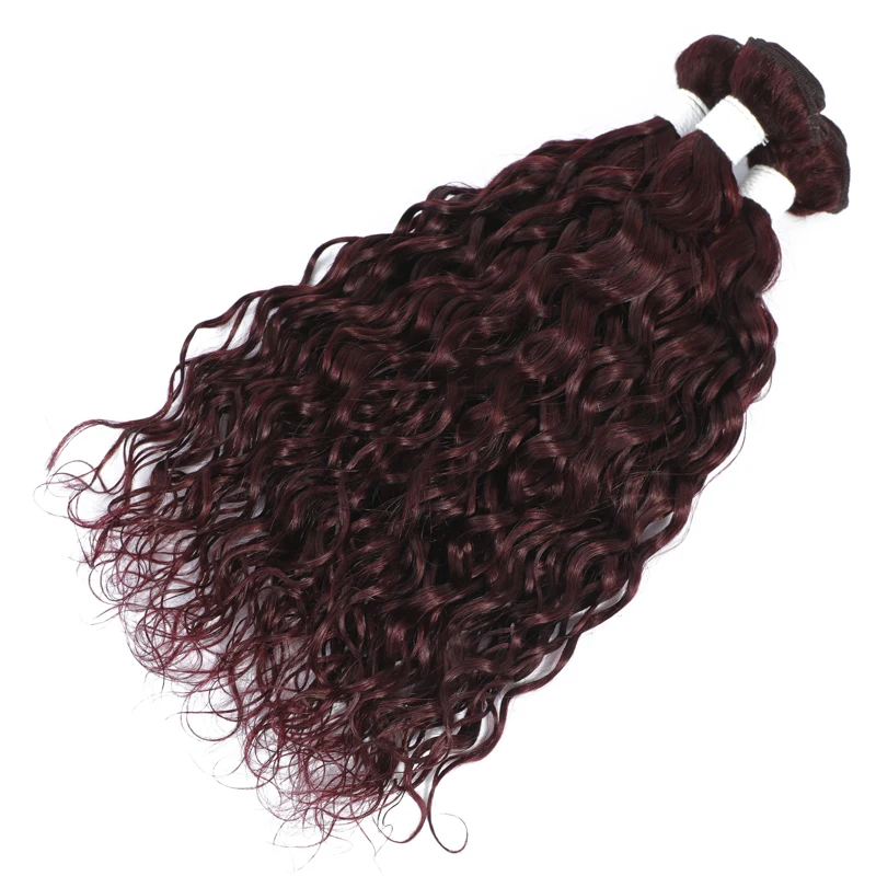 

99J RedWine Brazilian Water Wave Human Hair Bundles GOODHAIR Black Brown Red Colored Hair Wave Extension NonRemy 1/3/4 Bundles