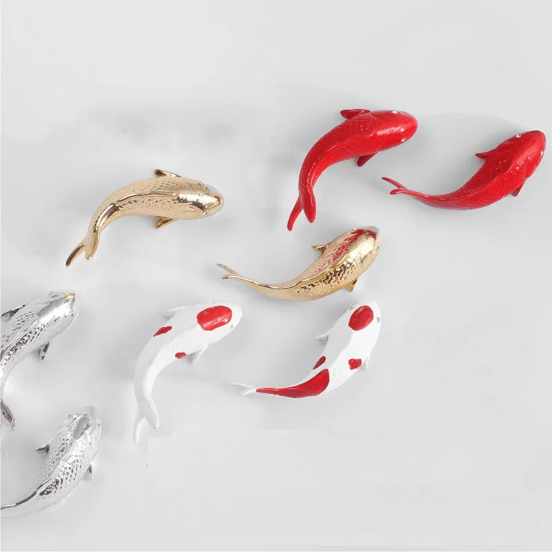 

Китайская Смола рыба из листьев лотоса Наклейка на стену вестибюль отеля магазин настенное украшение домашняя гостиная фон Настенная росп...