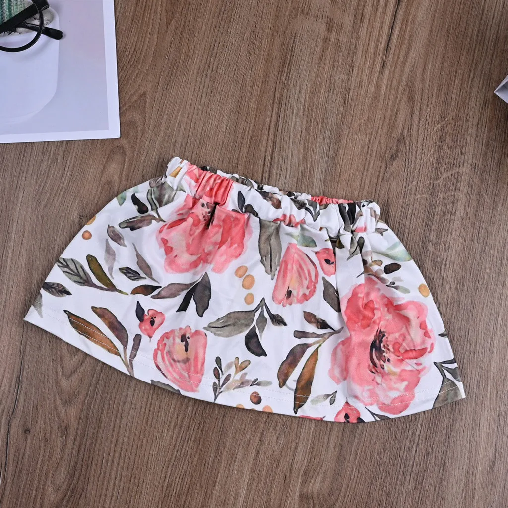 Одежда для малышей Детская одежда девочек младенцев с сердцем + цветочные Юбка в