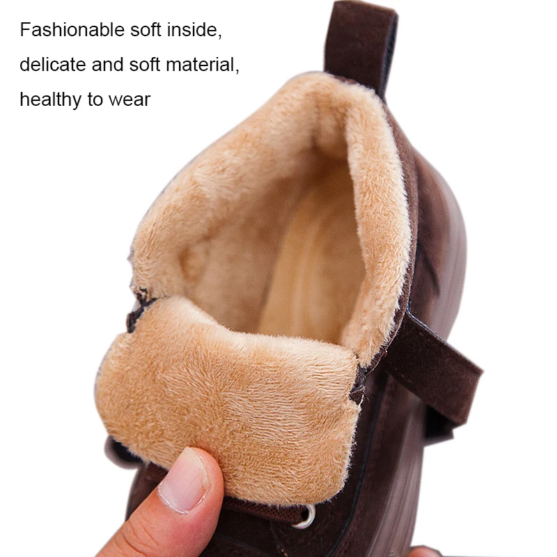 XZVZ-Botas de algod&oacute;n para ni&ntilde;os y ni&ntilde;as, zapatos antideslizantes de Material de gamuza, c&oacute;modos, mantiene el calor en invierno-3