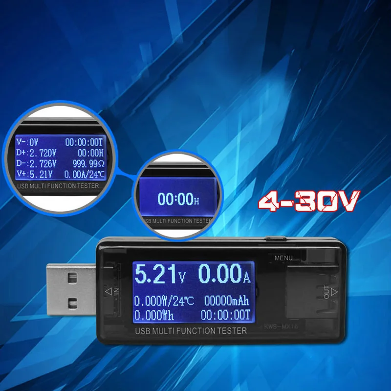Фото ЖК дисплей USB Detektor вольтметр Amperemeter Leistungskapazität Prüfgerät цифровые измерительные