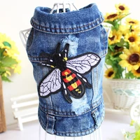 new cute flower clothes jeans pet clothes holes embroidered jeans little jacket autumn and winter clothes teddy dog clothes