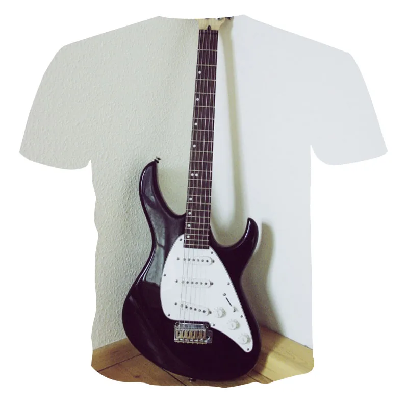 

2021 New Summer Unisex Couple Short-Sleeved T-Shirt 3D Printing Passionate Guitar Crew Neck Pullover XXS-6XL Wholesale