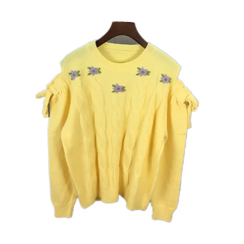 

Fall 2020 new languid Pullover women's Korean loose crew neck embroidered top ins trendy T-shirt