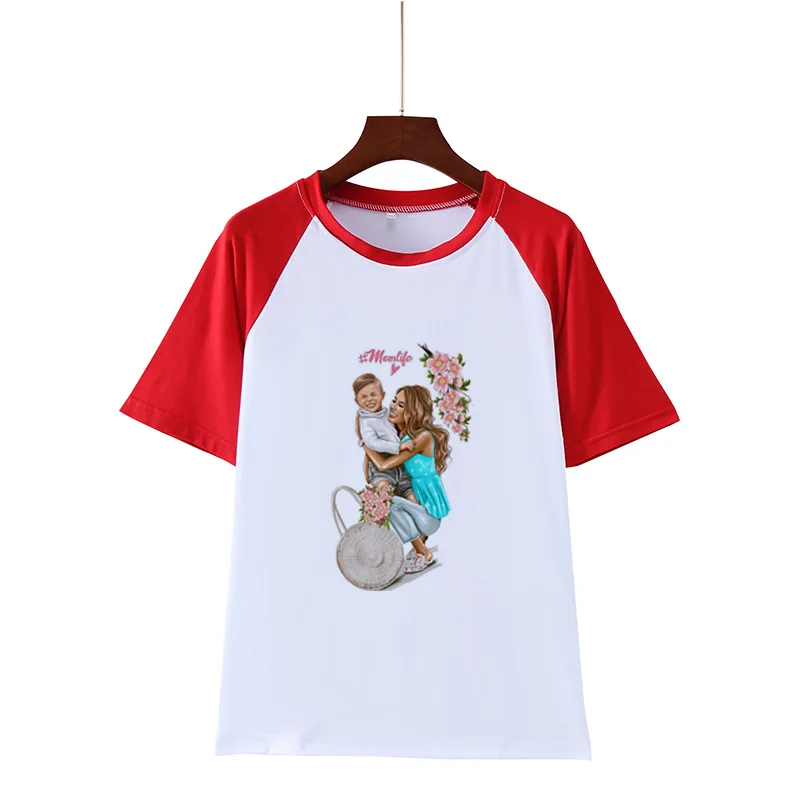 

In the spring of 2021 foreign trade hot style Super mom Super mother and children fashion soft brim personality T-shirt