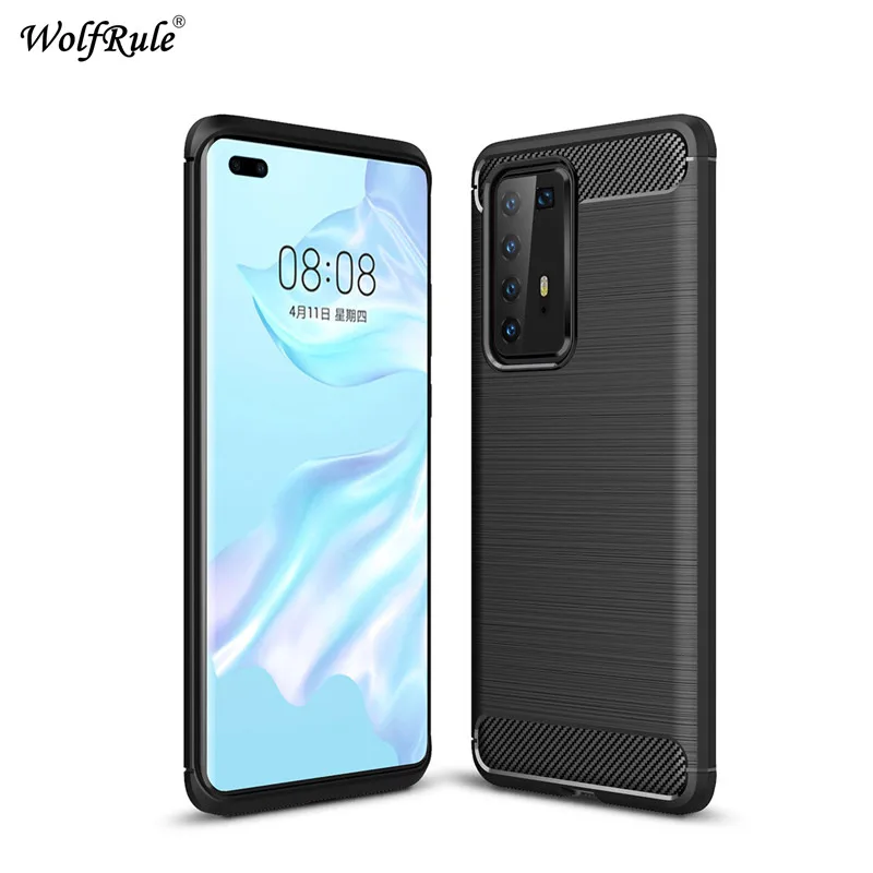 

Soft Carbon Fiber Case For Huawei P40 Pro Case Housings Protective Back Phone Bumper For Huawei P40 Pro Cover Funda Etui