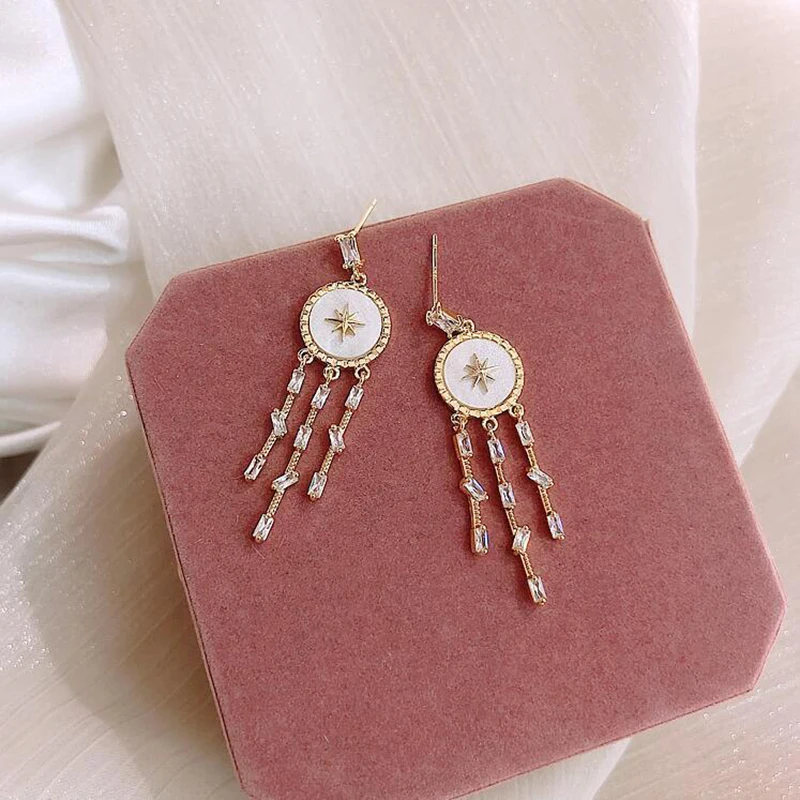 

XIYANIKE Korea Golden Color Vintage Earrings 2020 Summer New Watch Compass Beads Small Dangle Earrings Gift Everyday Jewelry