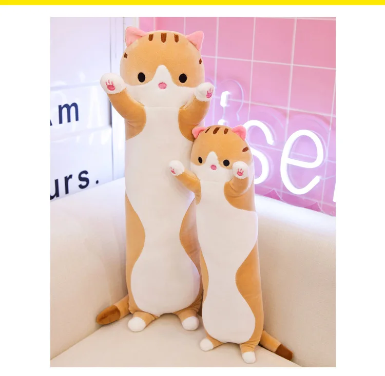 yellow Новинка, креативный подарок, Kawaii, длинная кошка, кукла, спящий компаньон, мягкие животные, игрушки для детей, милые плюшевые игрушки, подарки на день рождения - Цвет: yellow