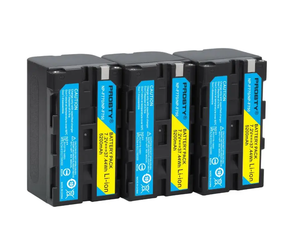 3 Pcs Battery 5200 мА/ч, NP-F770 NP-F750 NP F770 NP F750 750 батареи+ Ультра быстрее LCD Dual Charger Наборы для sony CCD-RV100 DCR-TRU47E - Цвет: 3 Pcs Battery