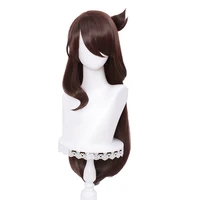 genshin impact cosplay beidou wig brown long straight bangs heat resistant hair women role play wigs