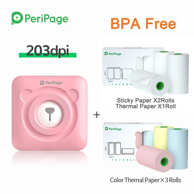 

PeriPage Portable Thermal Bluetooth Printer Thermal Photo label Mini Printer for Android IOS Mobile Phone Free App