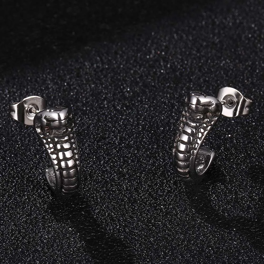 

Punk Snake Stud Earrings Women Men Stainless Steel Animal Earrings Rock Jewelry BB0683