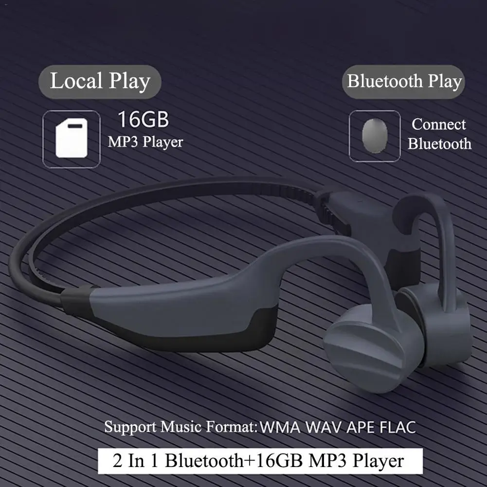 Наушники с костной проводимостью Спортивная Беспроводная bluetooth-гарнитура 16 ГБ