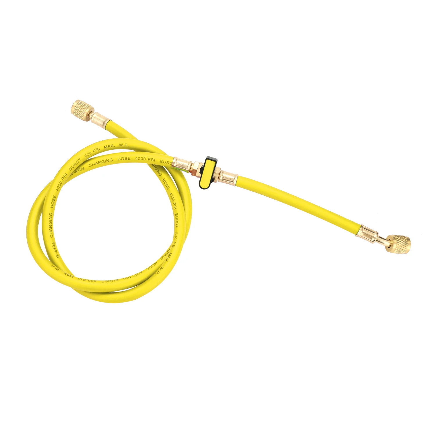 

R410A Air Conditioning Refrigerant Adding Hose 50''/1.27m Long Red/Yellow/Blue Tubes with Shutoff Ball Valves