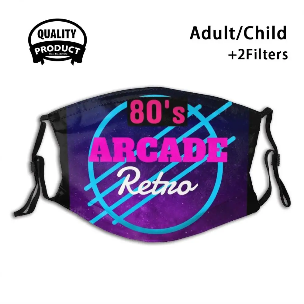 

80'S Arcade Retro Fashion Mouth Masks Filter Adult Kids Face Mask Arcade Gaming Video Game Retro Face Mask