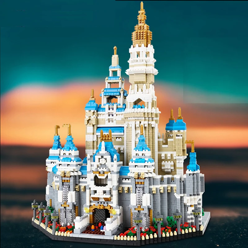 

Lezi 8028 World Architecture Amusement Park Big Dream Castle 3D DIY Mini Diamond Blocks Bricks Building Toy for Children no Box