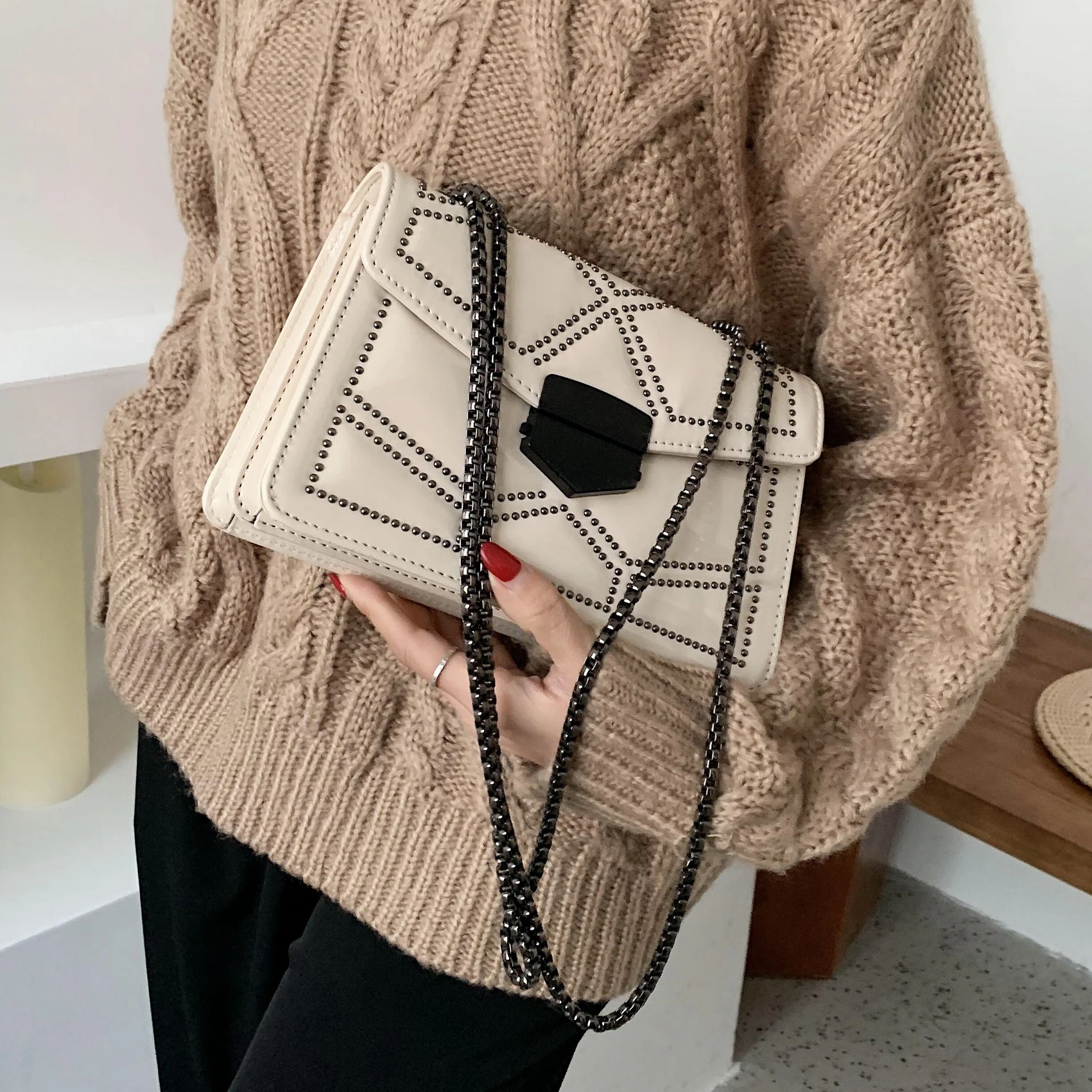 

Patent Leather Glossy Crossbody Bags For Women 2020 Chain Shoulder Simple Bag Fashion Handbags and Purses