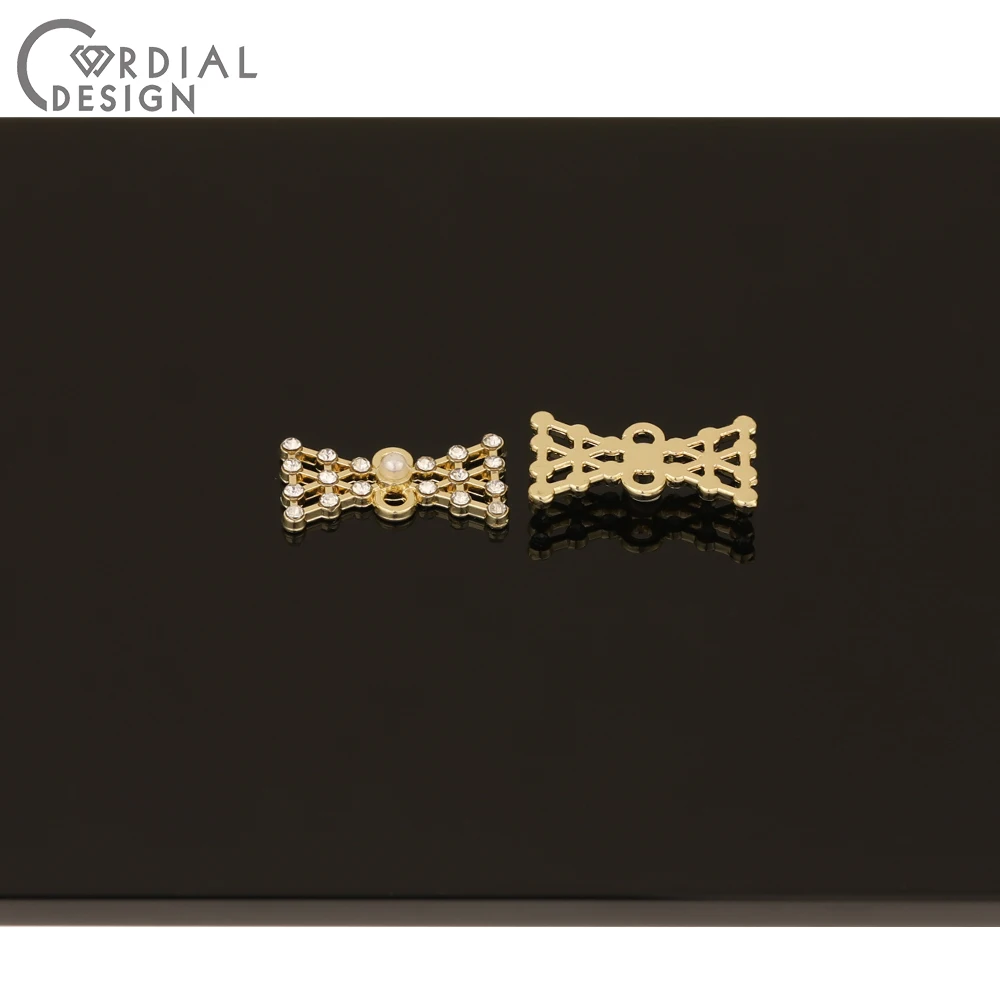 

Cordial Design 100Pcs 9*17MM Jewelry Accessories/DIY Charms/Imitation Pearl/Bowknot Shapes/Earrings Parts/Rhinestone Connector