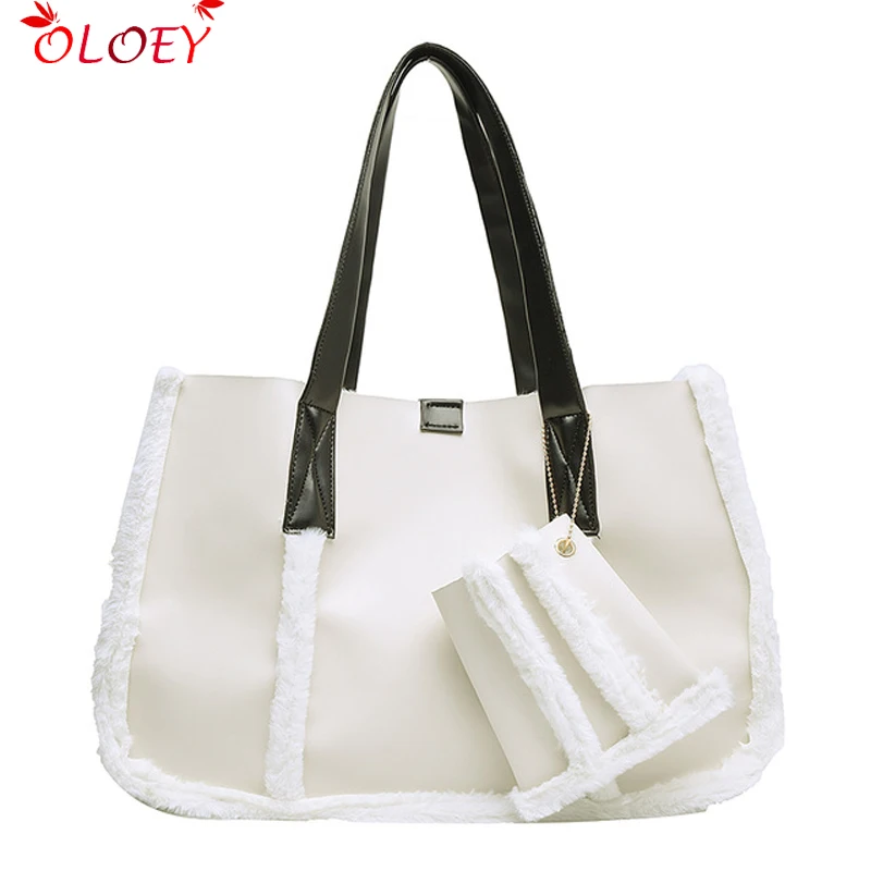 Новые плюшевые Для женщин Сумки из искусственной кожи 2 шт./компл. мода зима/осень