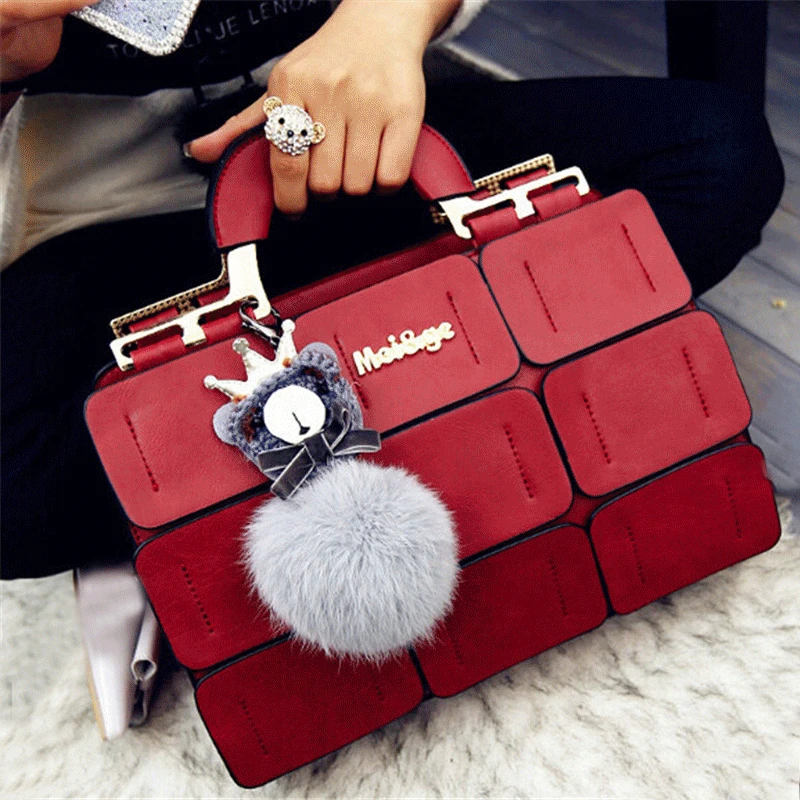 

Handbag Grids Chartered Suture Handbag Ladies Embossed Shoulder Bag Ladies Messenger Bag Hairball Bags High Quality Bag