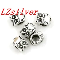 hot sell 100pcs zinc alloy owl large hole beads 7 8x10mm for jewelry making bracelet necklace diy accessories za114