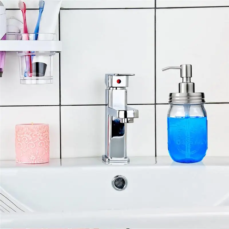 1pc Hand Lids Stainless Steel Bathroom Rustproof Rustic Soap Pump Head Farmhouse Shampoo Accessories Kitchen For Mason Jar |