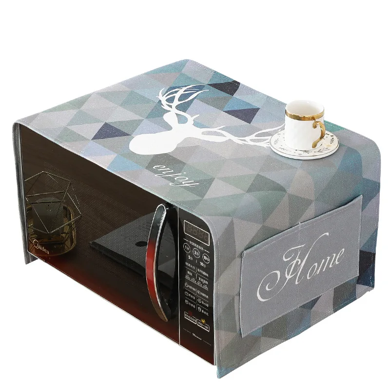 

Nordic thickened cotton linen microwave oven cover waterproof, oil proof and scald proof rectangular dust cover for household o