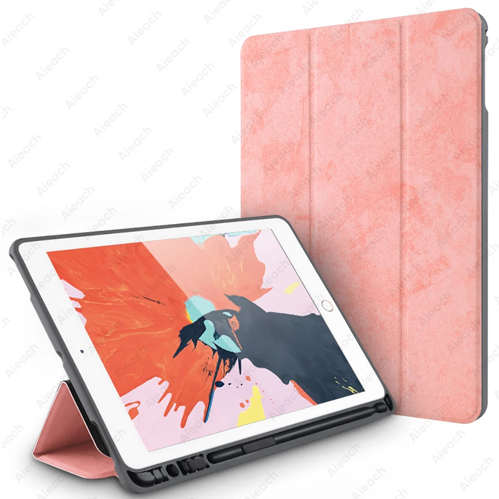 Чехол для iPad Pro 10,5 со встроенным карандашом, умный кожаный мягкий силиконовый тканевый чехол для Apple iPad 10,2 Air 3