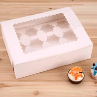 15pcs 12 cavity cupcake box with window portable cardboard cupcake boxes paper gift box for wedding party food packaging candy