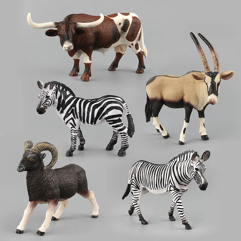 

Wild Forest Zoo Plastic Simulation Animal Toys Antelope Bull Zebra Model Children Educational Toy -40