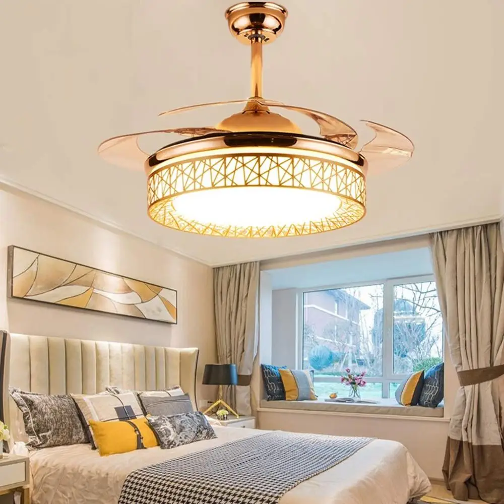 42 дюймовые потолочные вентиляторы 4 выдвижные лопасти светодиодный потолочный