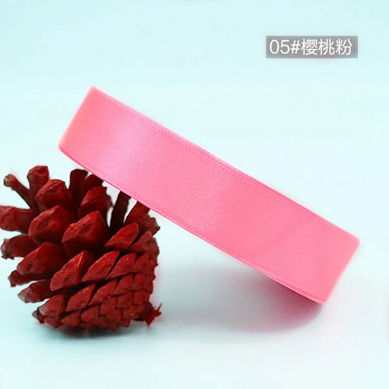 5 Cherry powder 25 ярдов/рулон красная шелковая атласная лента бант свадебное украшение DIY тканевые ленты для рукоделия рождественские подарки упаковка карт принадлежности - Цвет: 5 Cherry powder