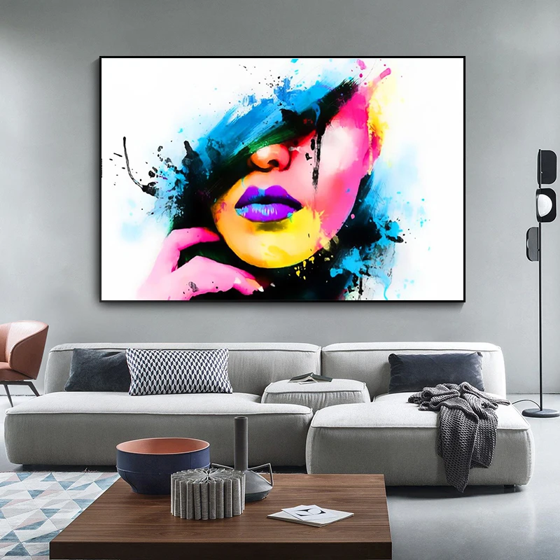 

Graffiti Street Sexy Girl Lips Pop Art Canvas Prints Wall Posters and Prints Canvas Art Wall Paintings for Living Room Decor