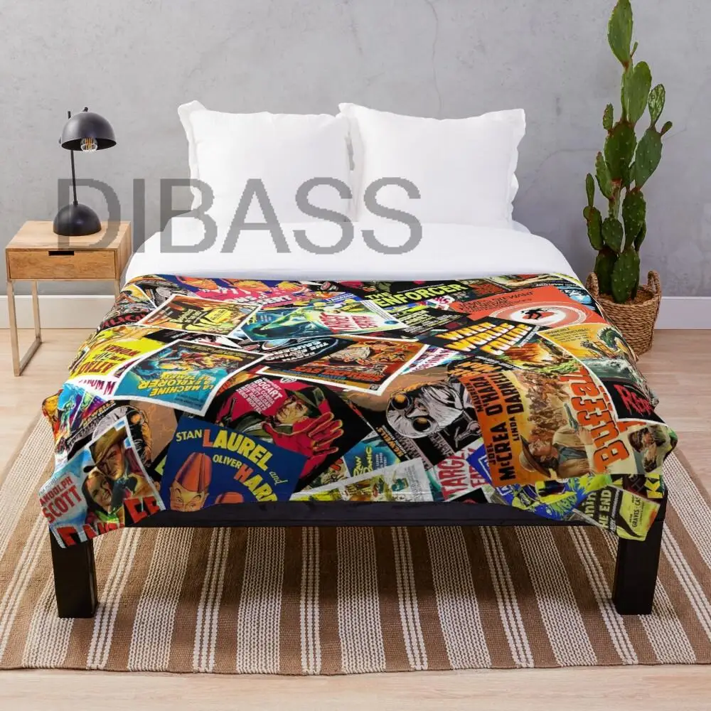 

Vintage Movie Poster Collage #15 Blankets Super Soft Throw Blanket, Lightweight Plush Bed Flannel Blanket, Suitable for Adults a