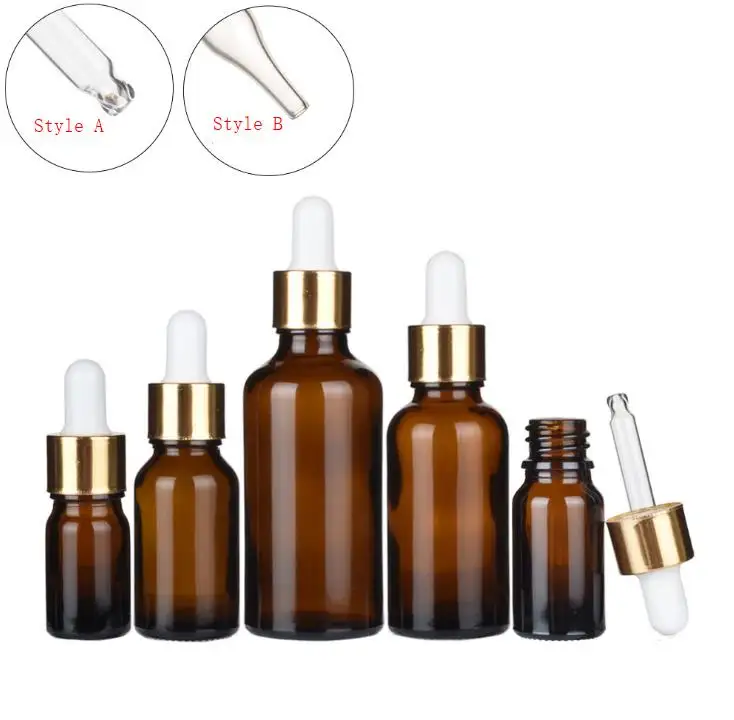 

200pcs 15ml 30ml Empty Dropper Bottle amber essential oil Glass Liquid 5ml 100ml Refillable Drop Bottles SN1133