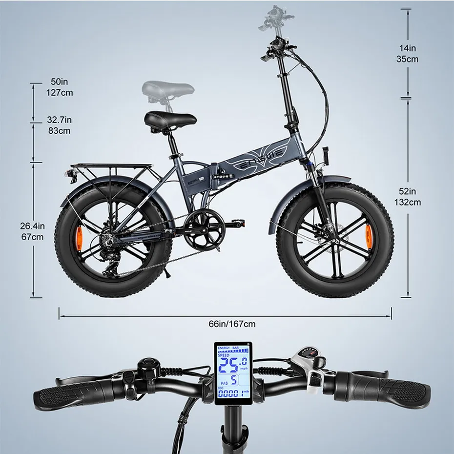 Kaufen ENGWE EP-2 Pro 750W 20 Inch Fett Reifen Elektrische Klapp Fahrrad Berg Strand Schnee Bike Für Erwachsene Aluminium Elektrische Roller