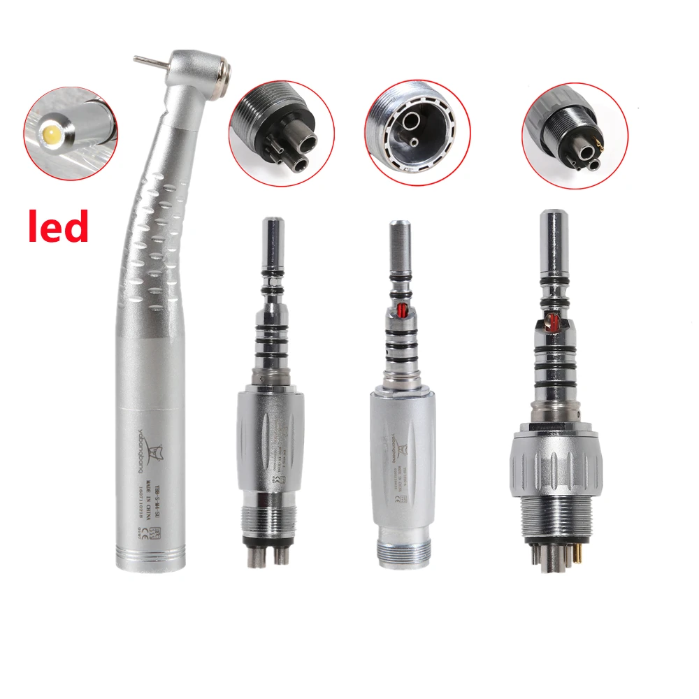

2/4/6 Hole Dental Fiber Optic LED Handpiece Air Turbine With Quick Coupler Standard Head Push Button Cartridge/Rotor for Kavo