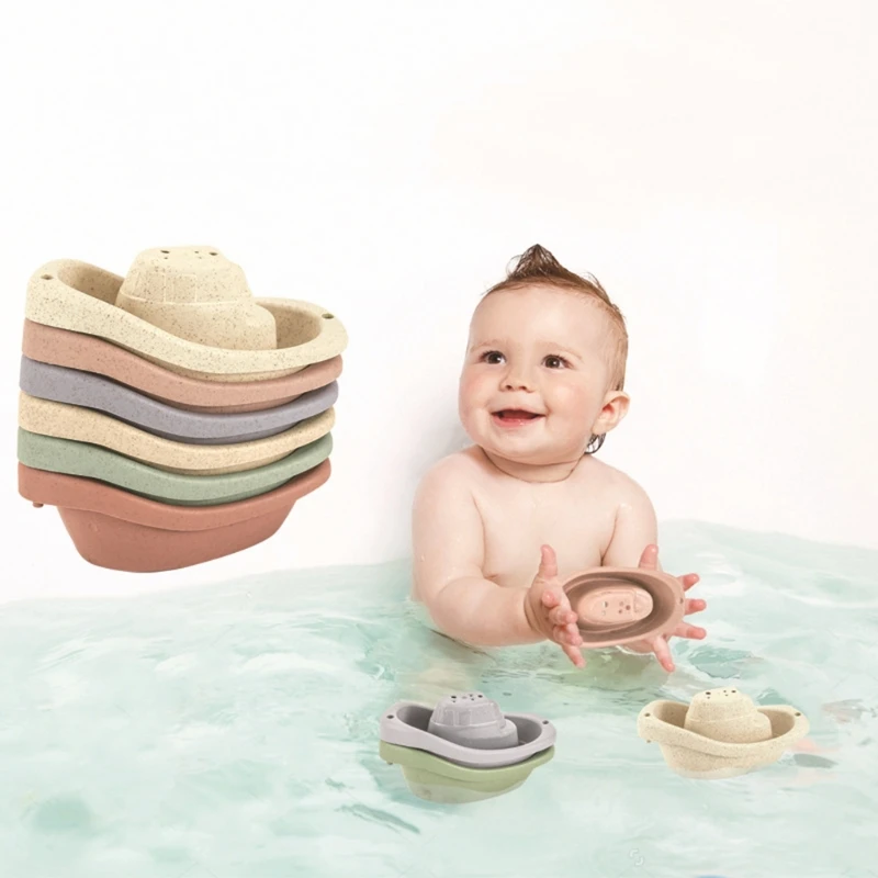 

Swimming Pool Toys Education Toys Bath Playing Toys Stacking Cup-Shape Shower Rose Shower Toys Boat Shape Bathtub Toy fo