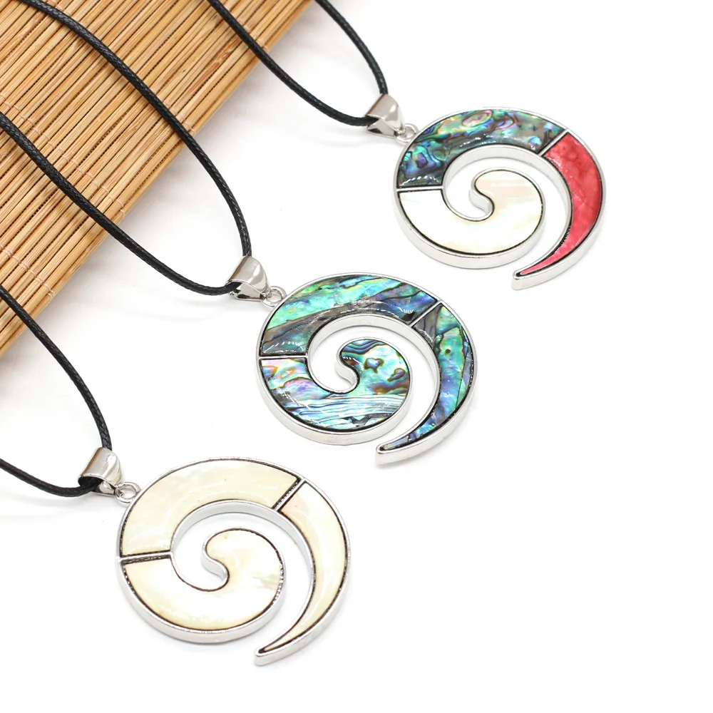 

Best Selling New Product Natural Shell Alloy Pendant Circle Exquisite Fashion Necklace Jewelry Rope Length 55+5cm Size 40x50mm