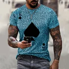 Мужская приталенная футболка с короткими рукавами, Повседневная Универсальная футболка с 3D-принтом игральных карт и пиками, 2021