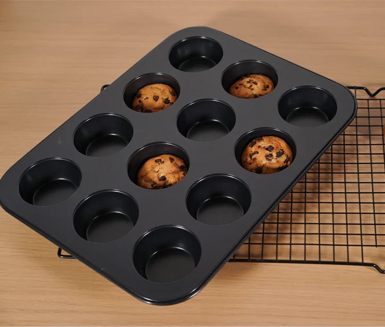 

12 Cups Muffin and Cupcake Pan Nonstick Carbon Steel Bakeware Pan Muffin Tins Standard Baking Mold For Cakes