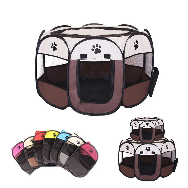 

Portable Folding Pet Tent Dog House Pet Cage Breathable Outdoor Kennels Fences Pet Cats Delivery Room Octagonal Playpen Pet Bed