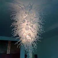 hand blown glass crystal chandelier white w70xh120cm led art pendant light indoor lustre hotel hallparlor decoration