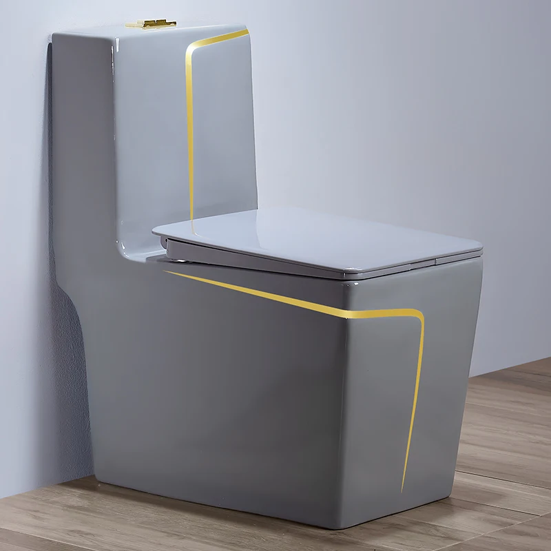 Серые золотые керамические туалеты для ванной комнаты Цельный унитаз P-trap/S-trap