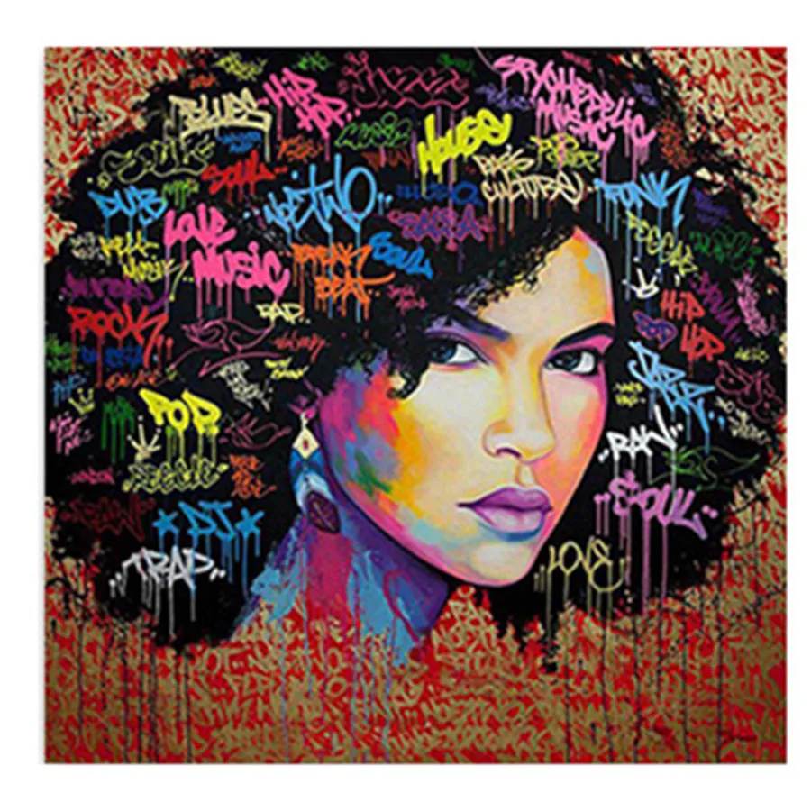 

Colorful Black Hair Woman Diamond Painting 5D DIY Full Square/Round Drill Diamond Embroidery Mosaic Art African Home Decor Art