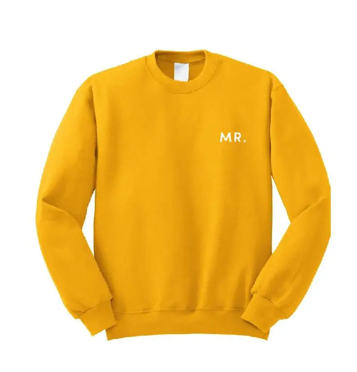 yellow t white MR Кружки мистер и миссис просто женатый свитер помолвка анонс медовый месяц рубашка туристическая невеста, чтобы быть женихом соответствующие Топы Свадебный медовый месяц - Цвет: yellow t white MR