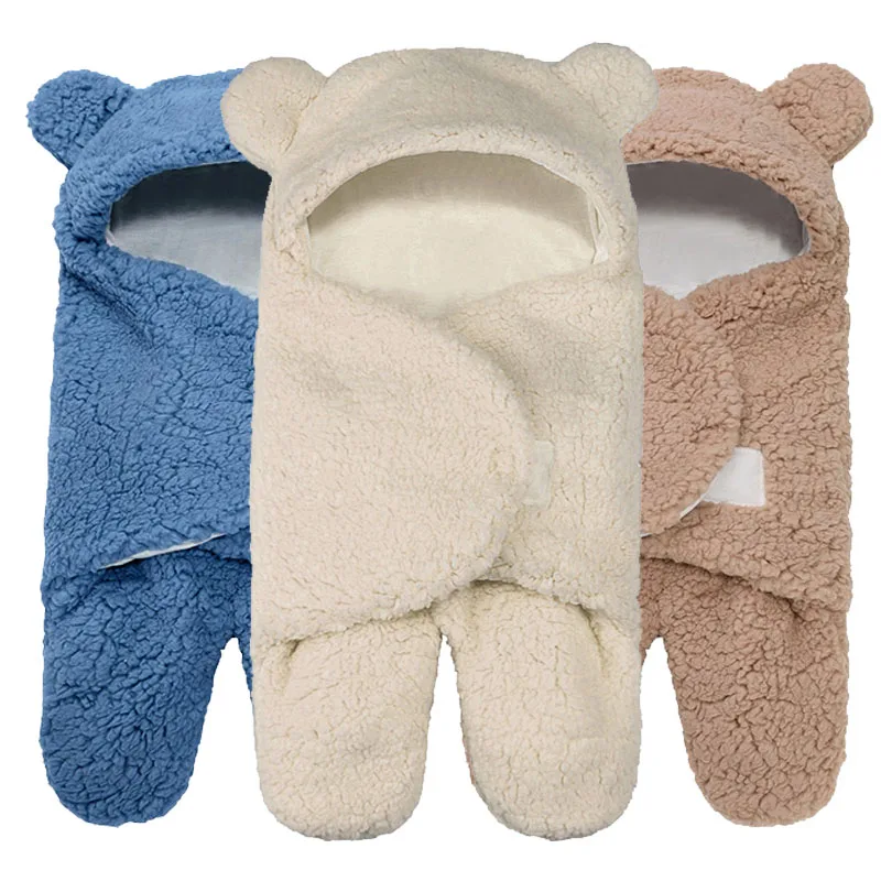 

Newborn Babies Winter Warm Sleeping Bags Infant Boys Girls Soft Fluffy Faux Cashmere Blanket Swaddling Wrap Sleepsack