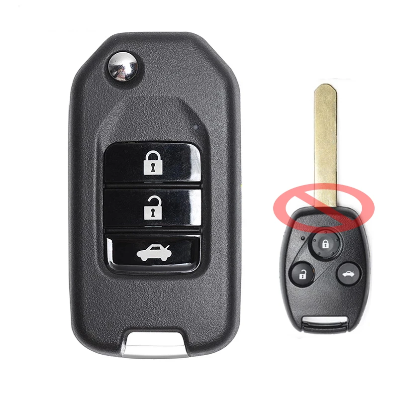 Keyecu 3 Buttons 315/433MHz ID46 Chip Upgraded Flip Remote Car Key Fob for Honda Accord 8th Generation 2008 2009 2010 2011 2012